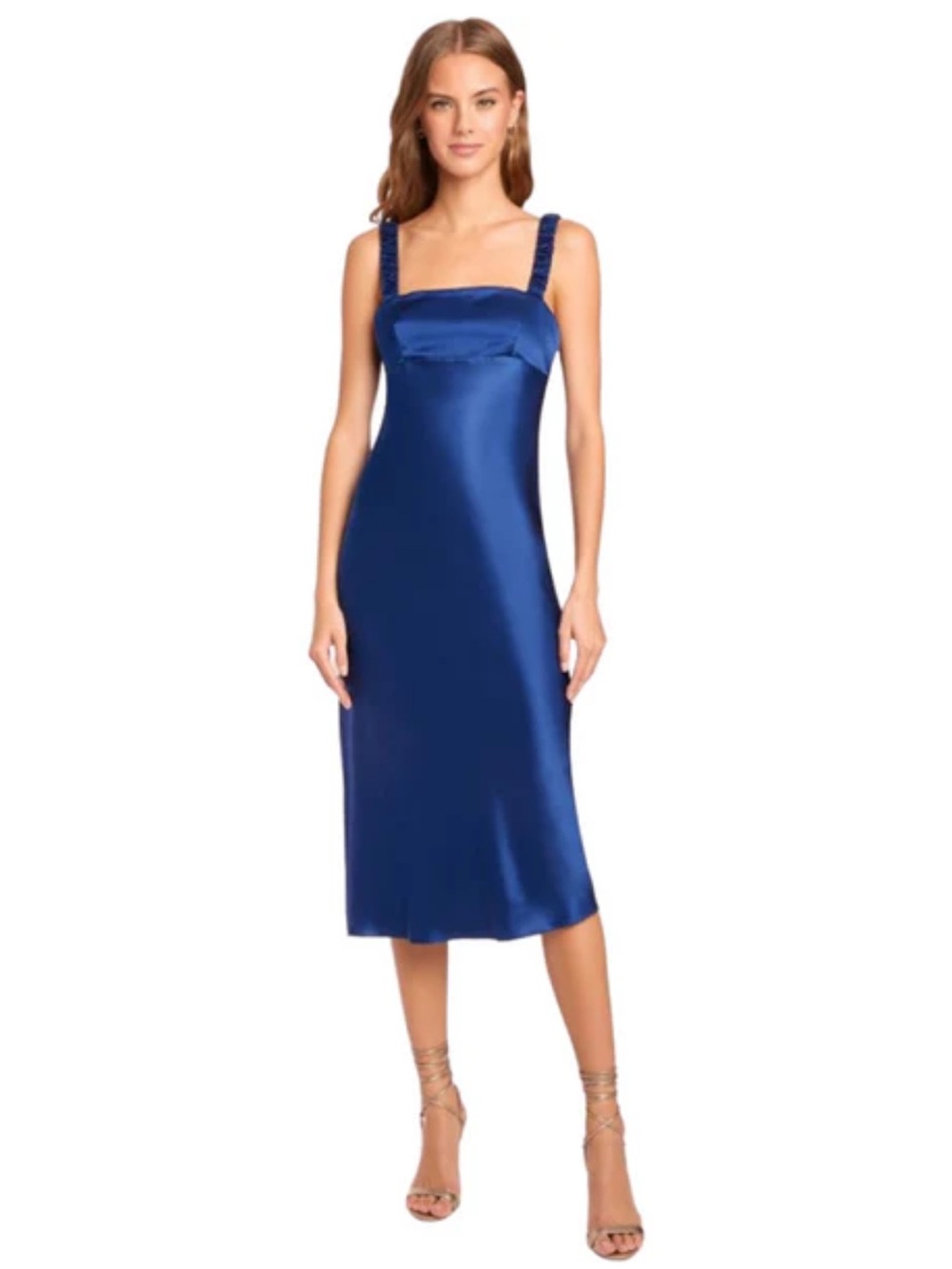 Amanda Uprichard Hayley Silk Midi Dress NWT Size Small Blue Wedding Guest Party